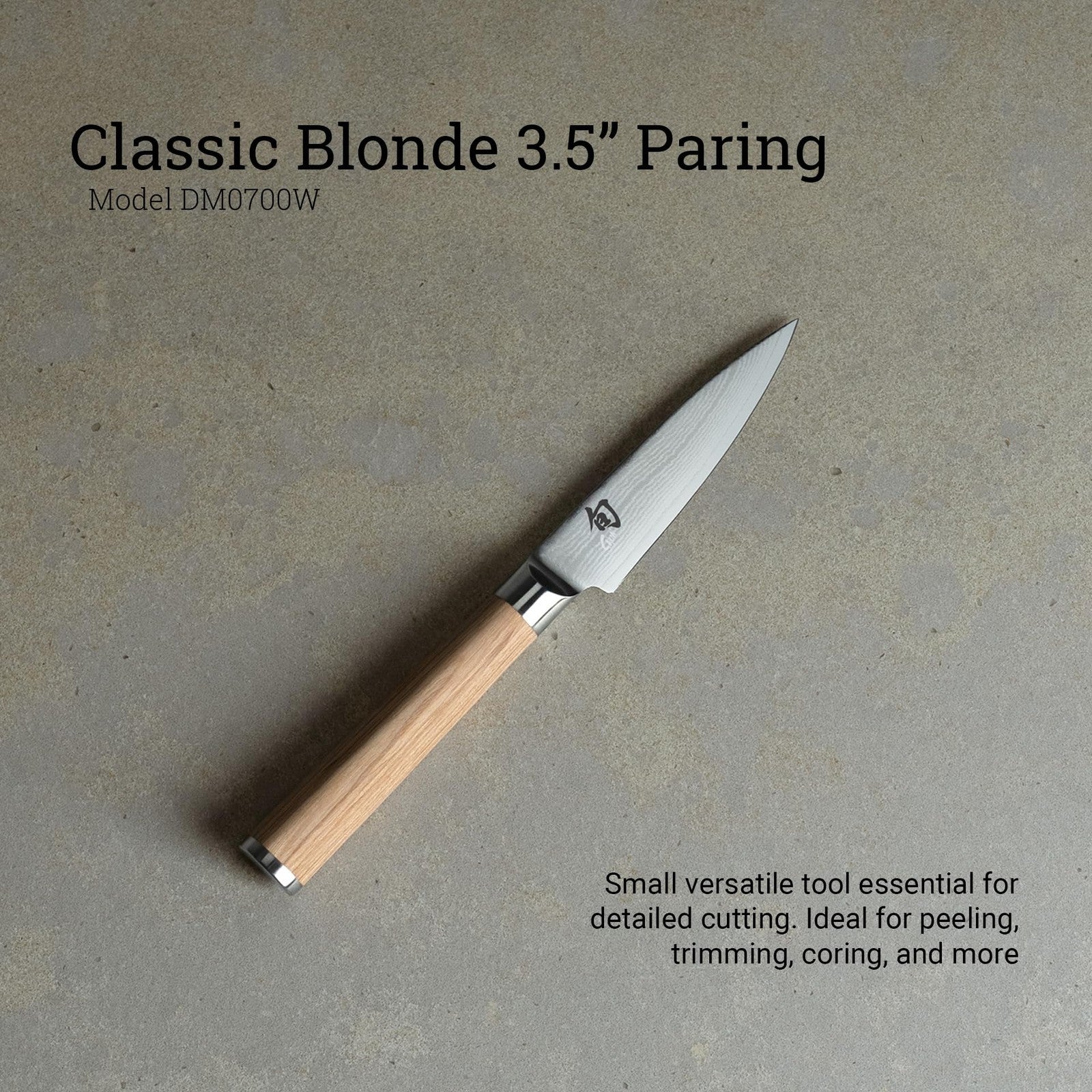 Handcrafted Shun Classic Blonde 3.5" Paring Knife, Damascus Steel, Pakkawood