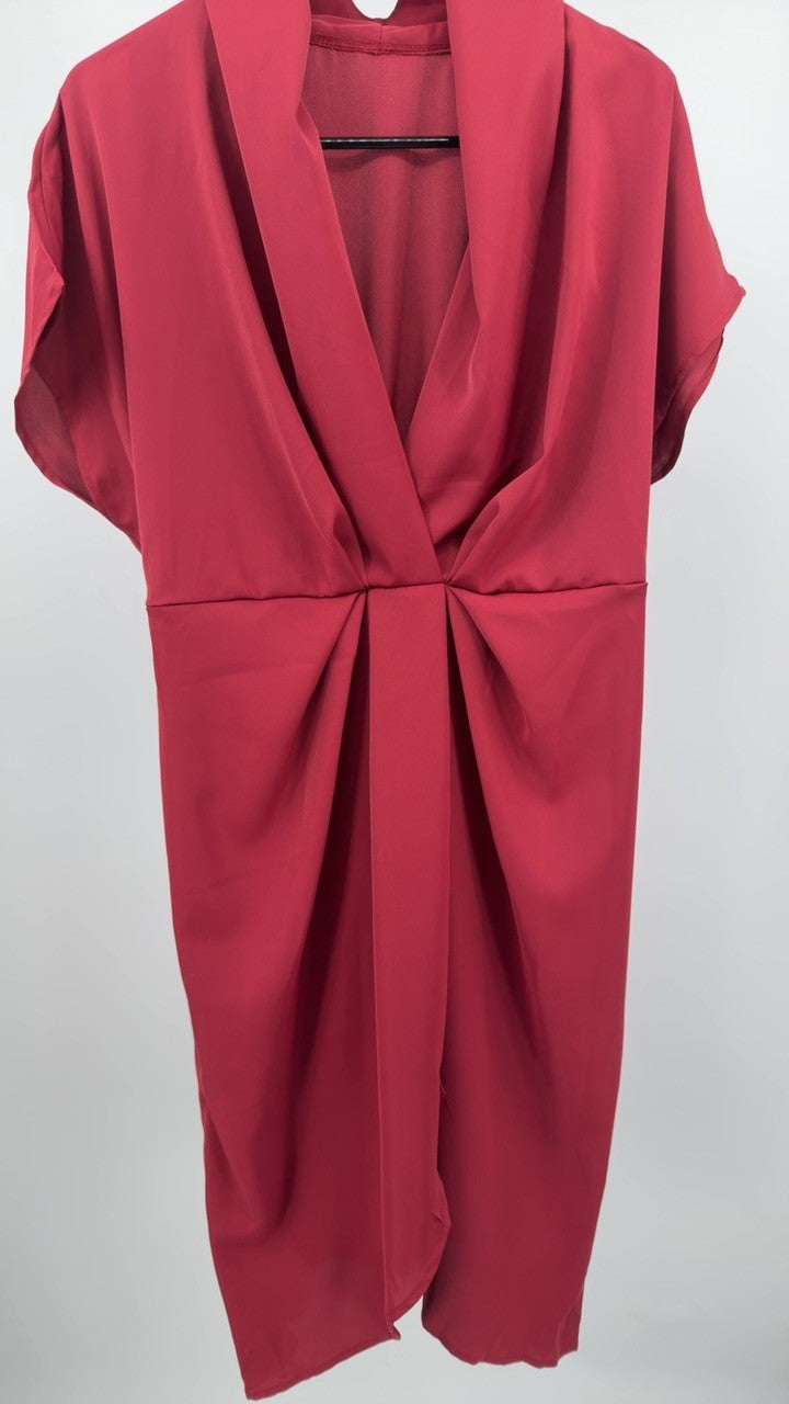 Ruched Surplice Short Sleeve Dress