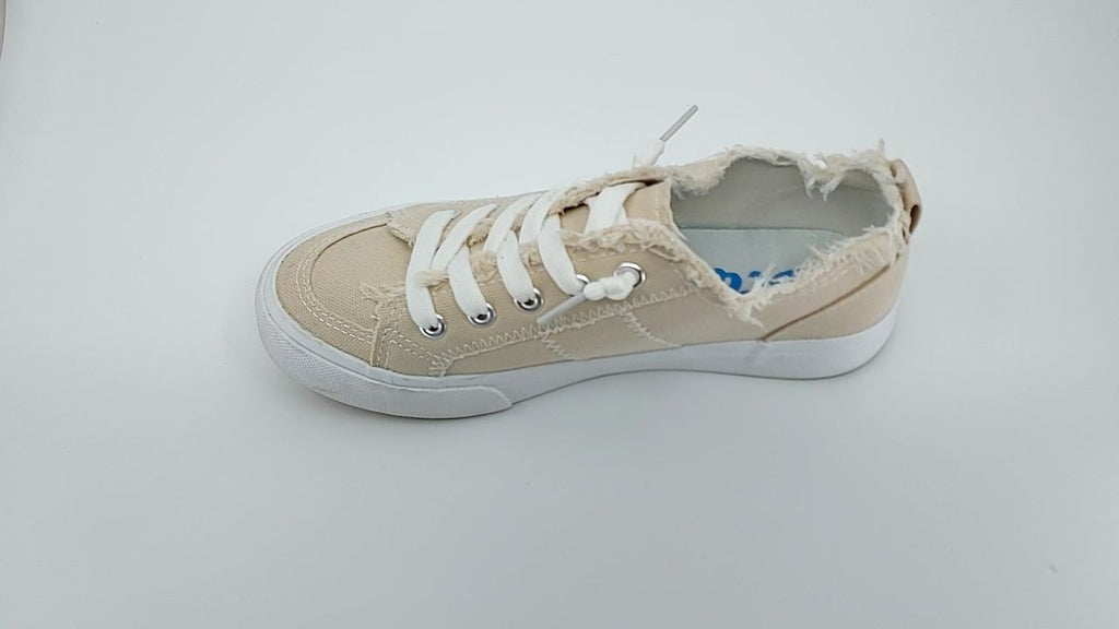 Obtaom Women's Comfortable Beige Canvas Sneakers Size 5