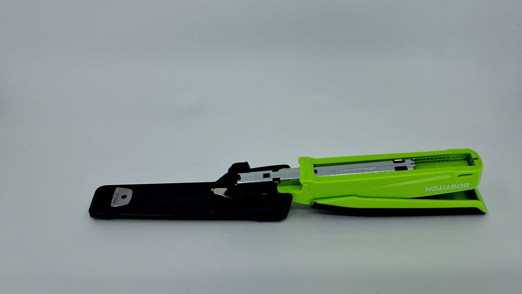 One Finger Spring Stapler, 20 Sheet Capacity, Green, Jam-Free Performance