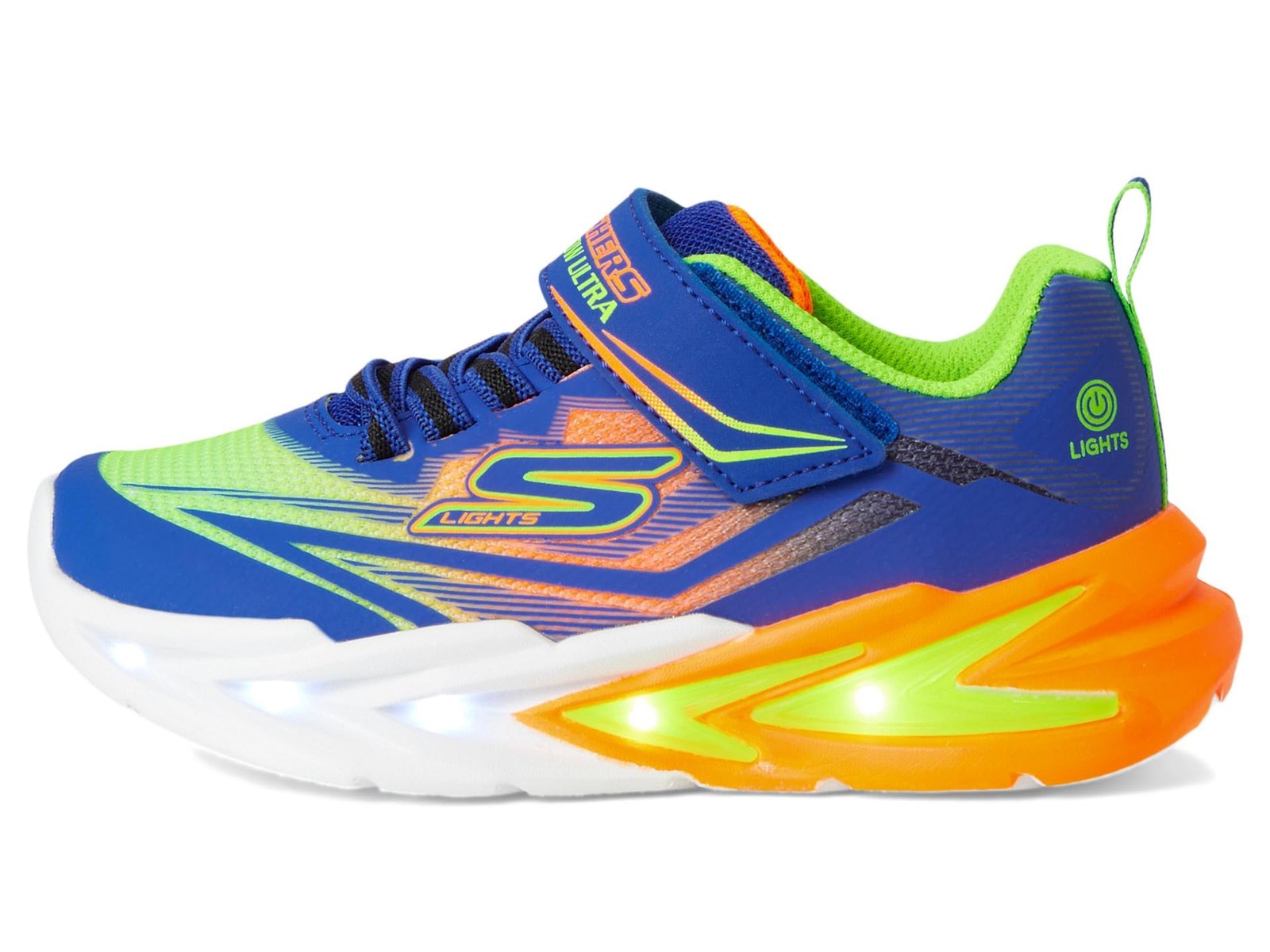 SKECHERS Boy's Flex-Glow Ultra Sneaker, Blue/Multi, 1 Little Kid