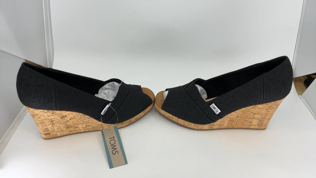 TOMS womens Classic Espadrille Wedge Sandal, Black Scattered Woven, 9.5 US