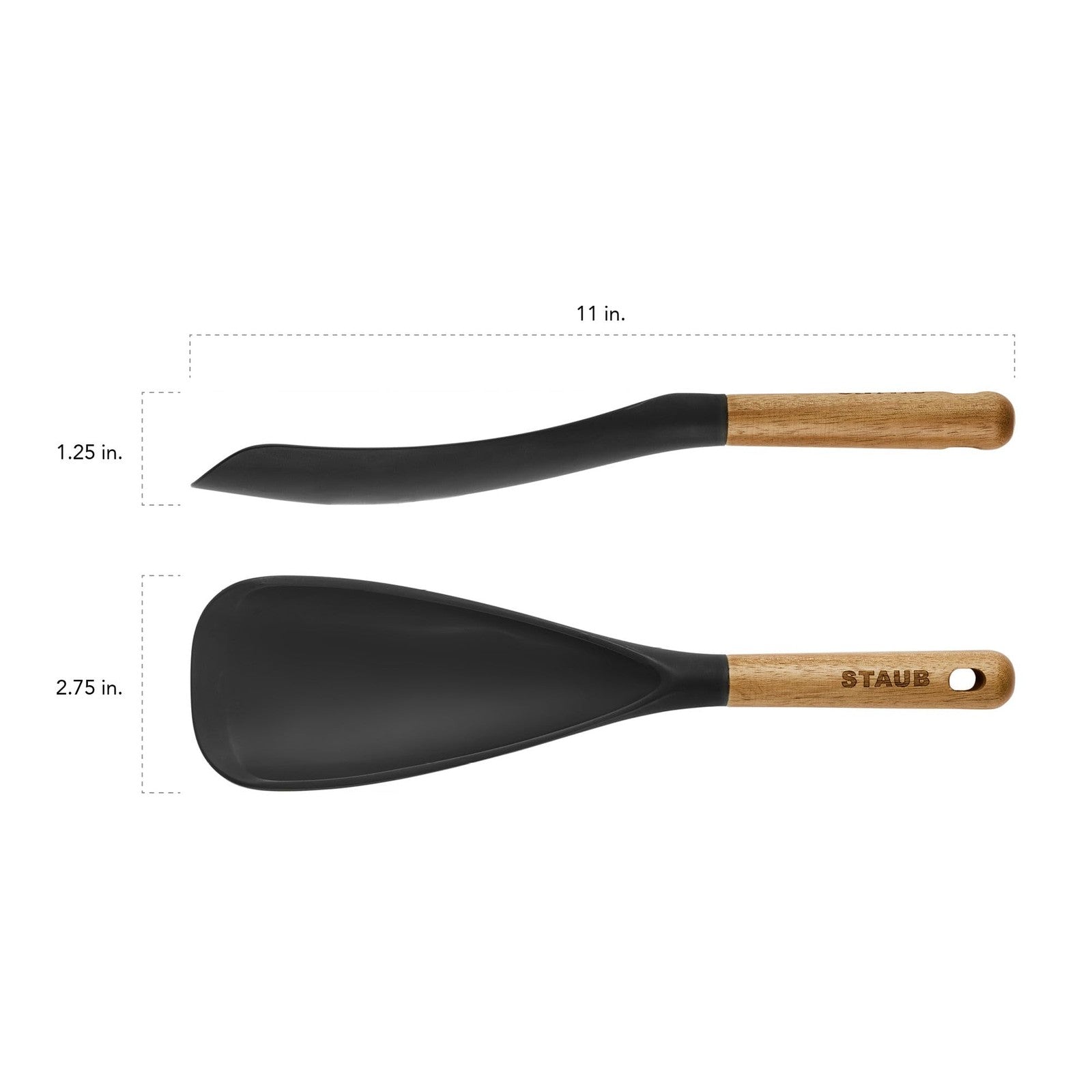 Matte Black Silicone Spatula Spoon, Cooking & Serving w/ Acacia Handle