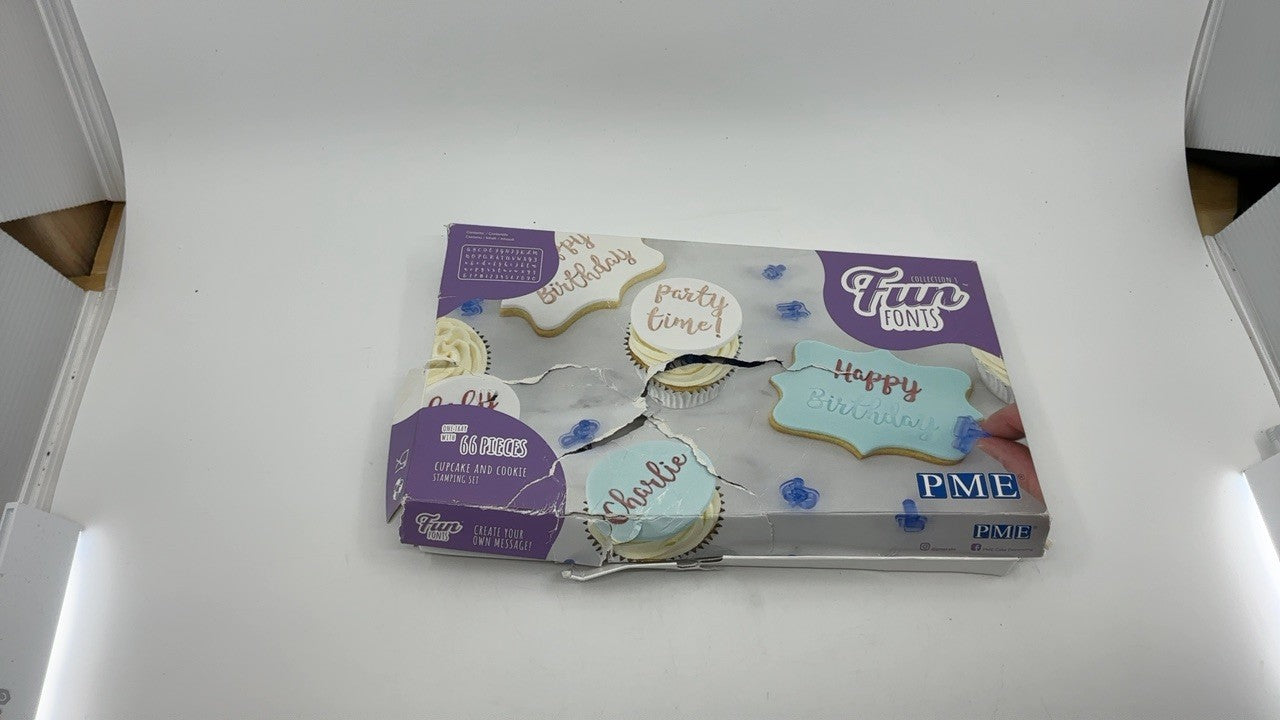 PME Fun Fonts Cupcake & Cookie Stamping Set of 66, blue, standard