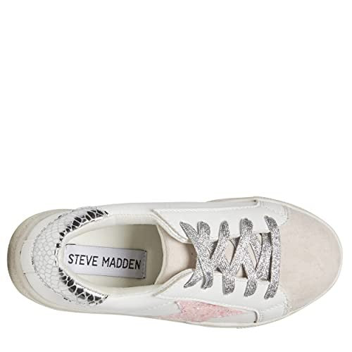 Steve Madden Girls Shoes Rezume Sneaker, White Multi, 5