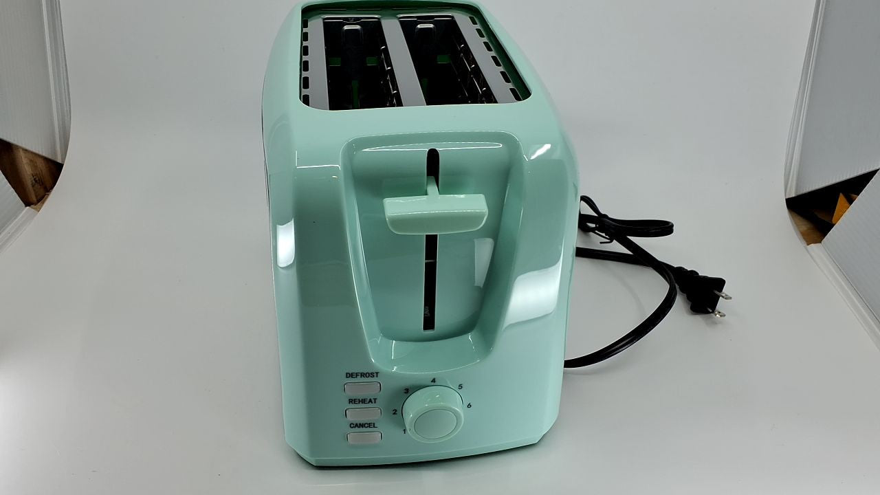 2-Slice Toaster Mint Stainless Steel, 7 Browning Settings, Extra-Wide Slots