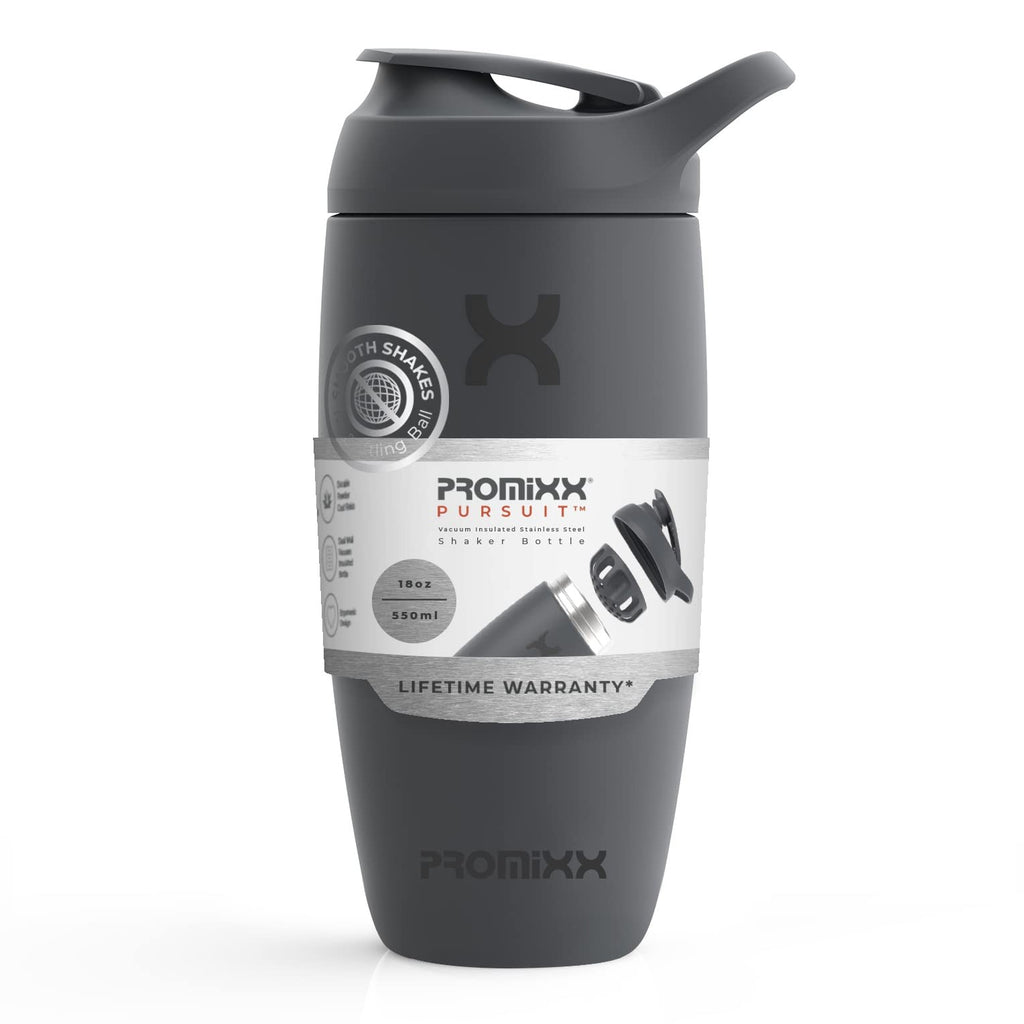 Promixx Pursuit 18oz Insulated Shaker Bottle Graphite Gray Stainless Steel
