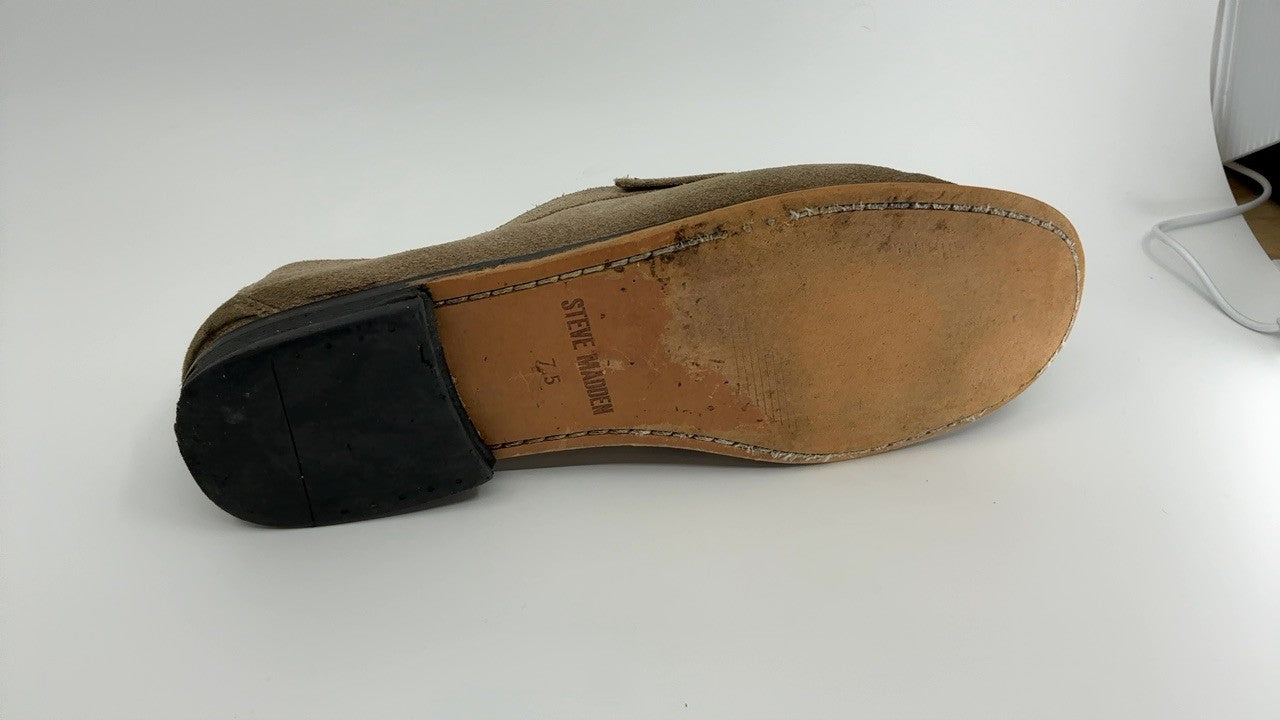 Steve Madden Women's Kingston Loafer, Taupe Suede, 7.5