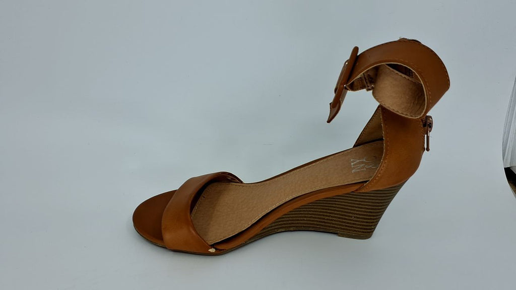 IDIFU 3 Inch Wedge Sandals, Women's Size 6, Ankle Strap, Nude Pu