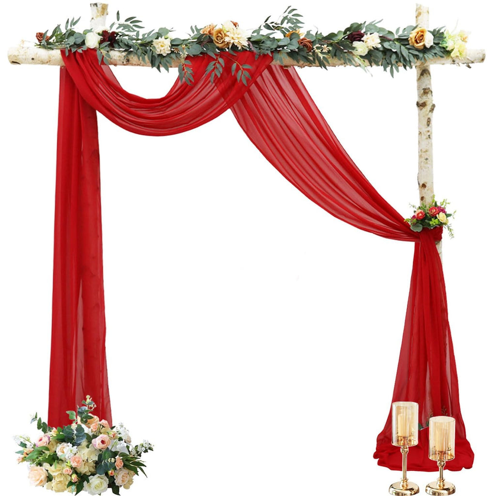 18ft Red Chiffon Draping Fabric for Wedding Arch & Party Decor