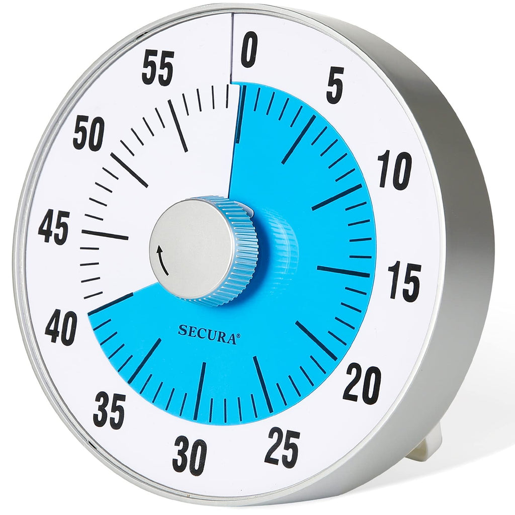Secura 7.5-Inch Visual Countdown Timer, Blue, 60-Minute Kitchen Timer