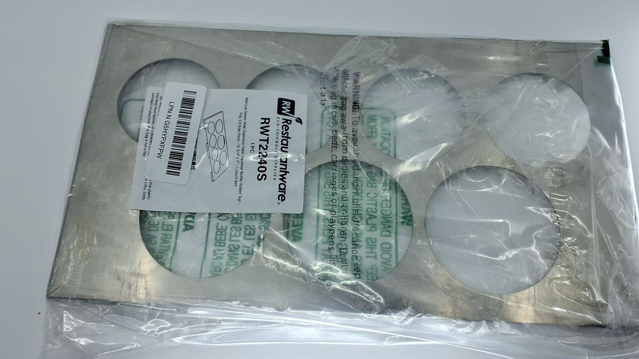 Condiment Squeeze Bottle Holder Top, 7 Holes, Stainless Steel, 1 Count