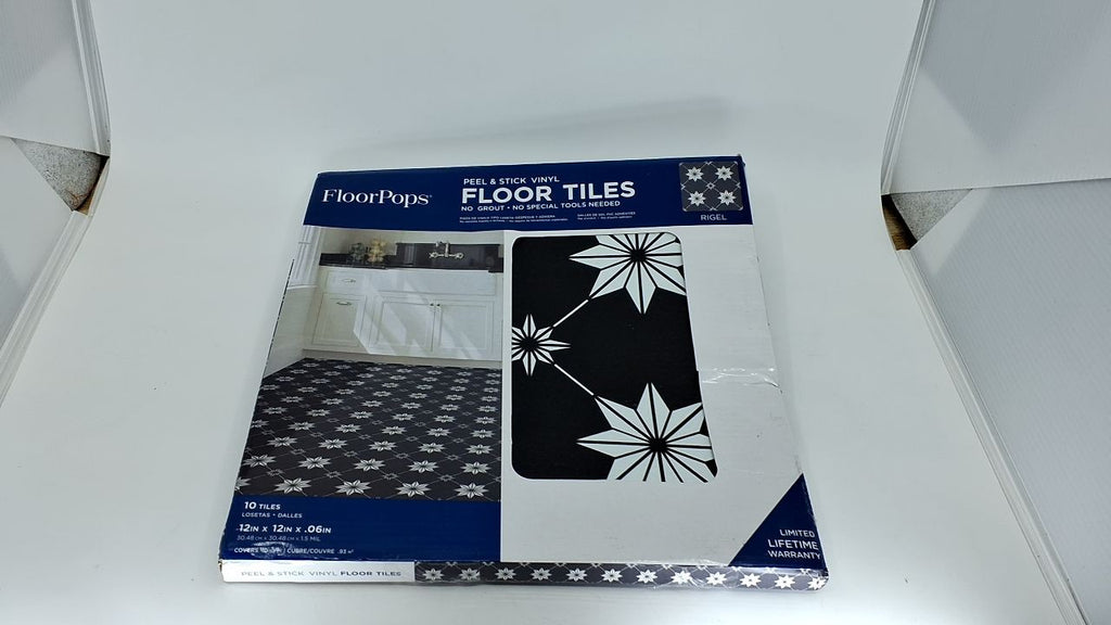 FloorPops Black Rigel Peel & Stick Floor Tiles, FP3990