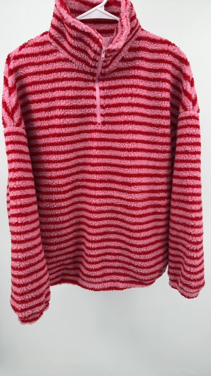 Striped Quarter-Zip Fleece Sweatshirt