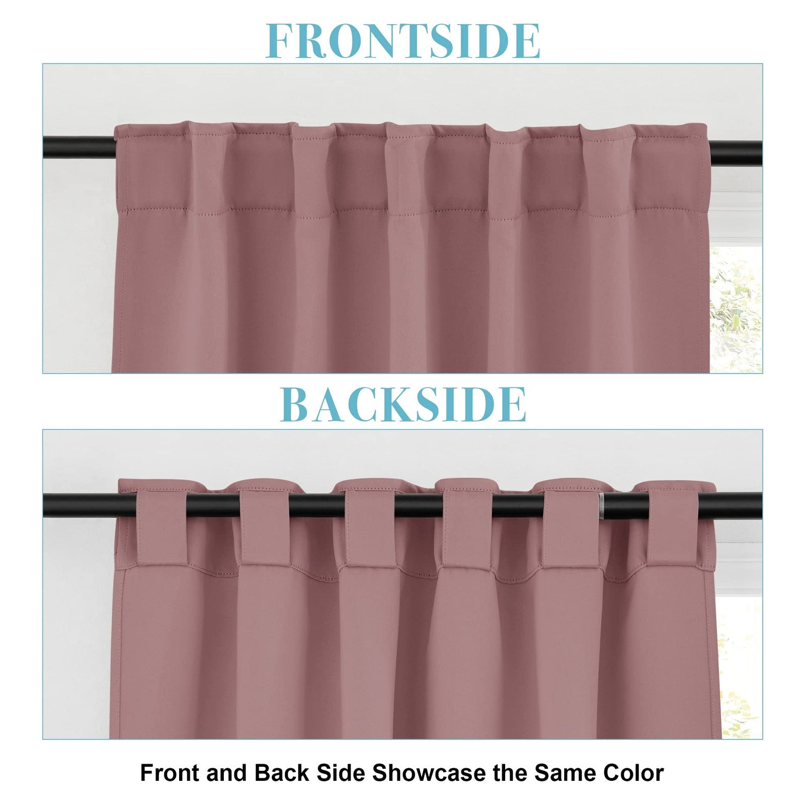 34x30 in Blackout Curtains, 2 Panels, Wild Rose, Insulating Drapes