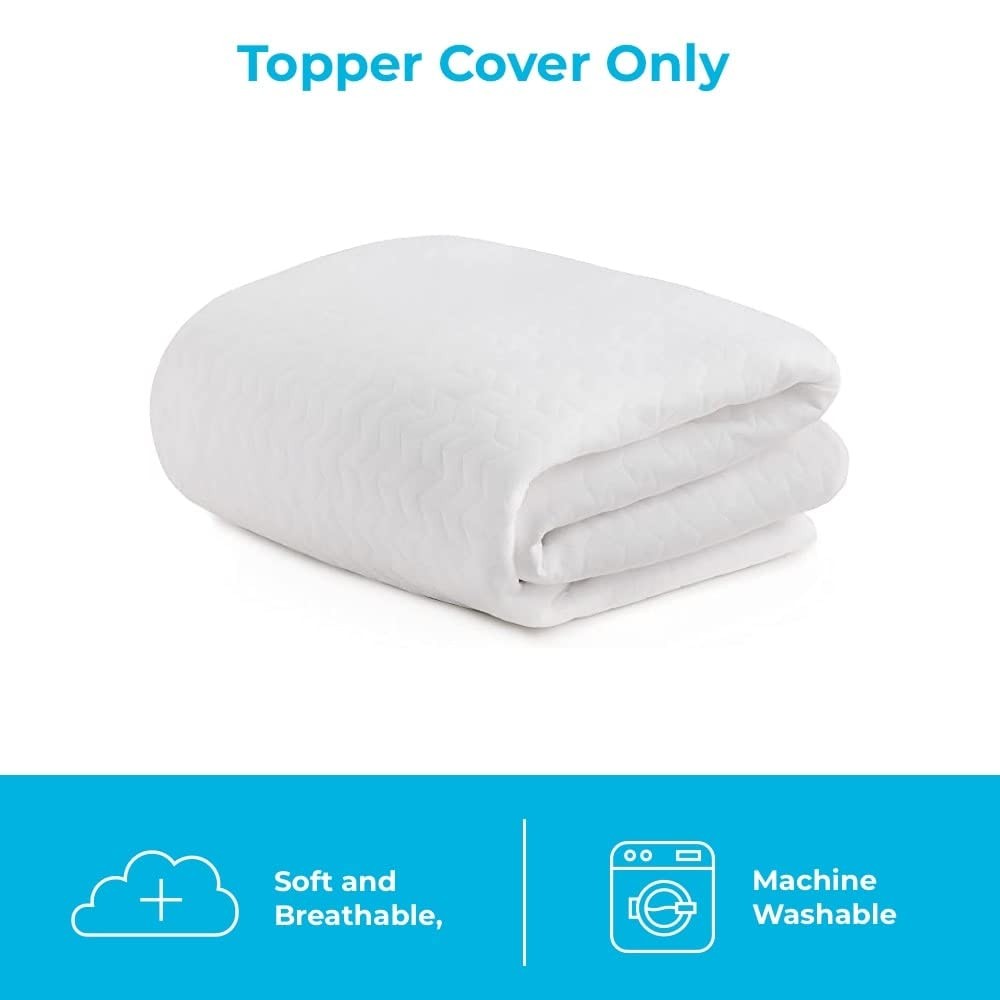3 Inch Twin Mattress Topper Cover - White, Zippered, Machine Washable
