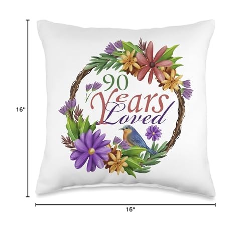 90 Years Loved, 90th Birthday For Women, Grandma, Mother Throw Pillow