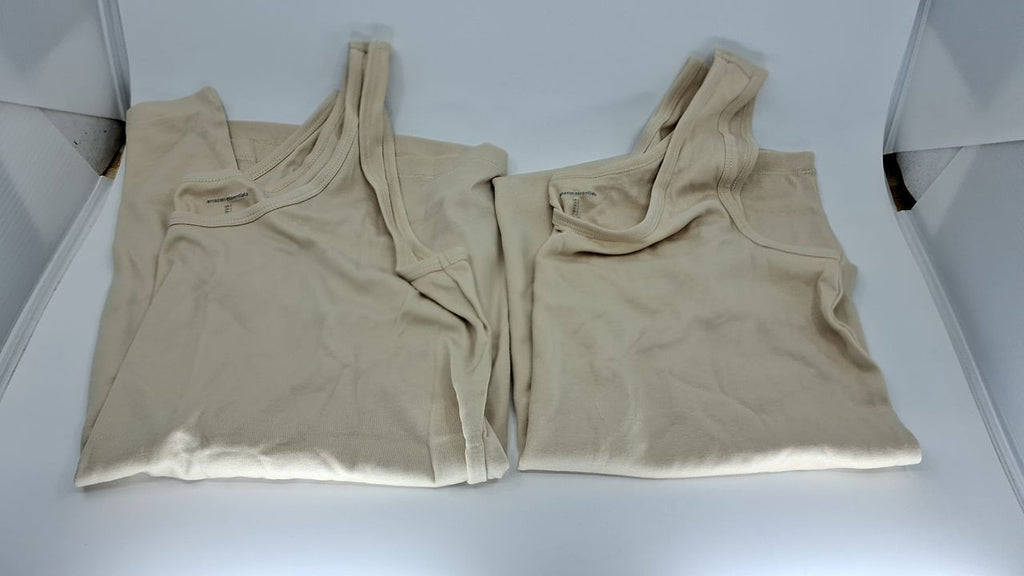Amazon Essentials Women's Slim-Fit Tank Top, Pack of 2, Light Camel, Large
