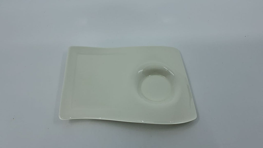 NewWave Cafe Espresso Saucer Plate 6.5x5 in, White Porcelain