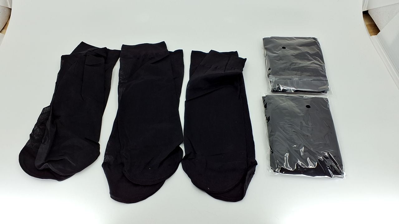 9 Pairs Women's Sheer Ankle Nylon Socks, Reinforced Toe, Black