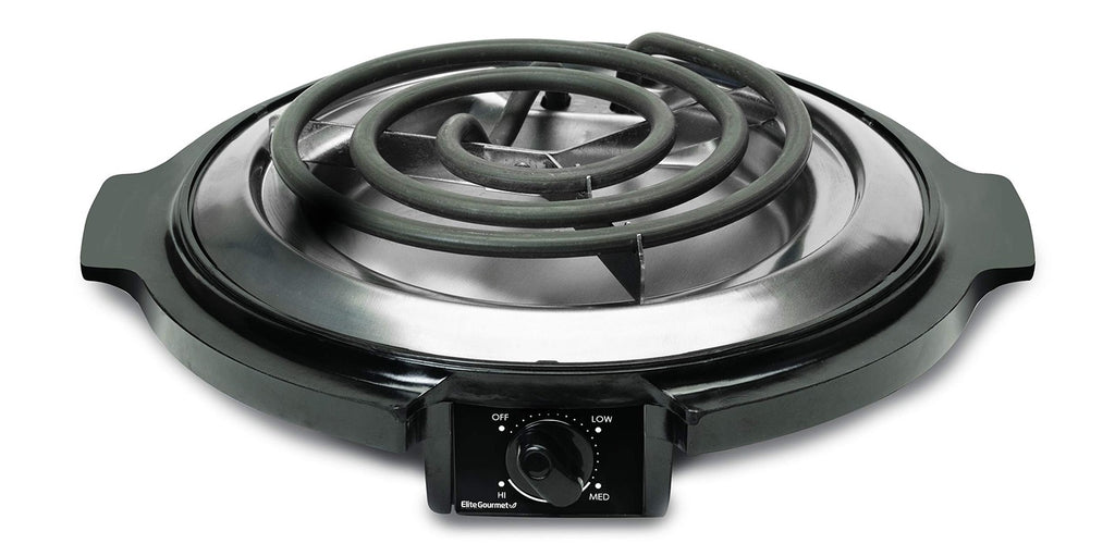 Elite Gourmet 1000W Electric Hot Plate, Coiled Burner, Easy Clean, Black