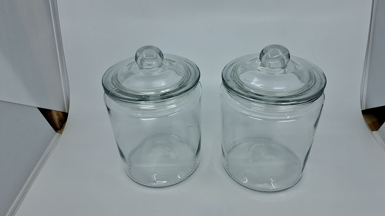 Airtight Glass Cookie Containers, 2 Large Jars, Decorative Canisters