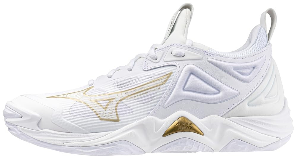 Mizuno Wave Momentum 3 Women's Volleyball Shoe, White-Gold, 6