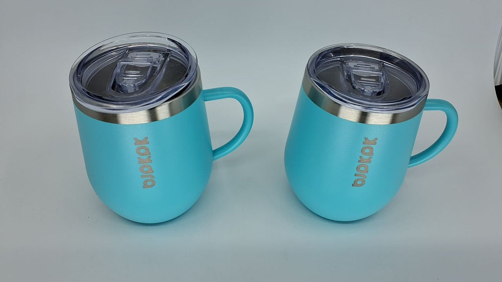 Insulated Coffee Tumblers 12 Oz, 2 Pcs, Stainless Steel, Turquoise
