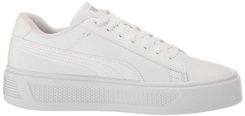 PUMA Women's Smash Platform V3 Sneaker White White Silver, 7