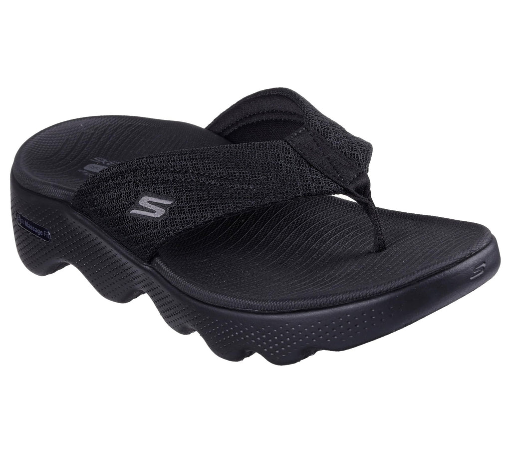 Skechers Women's On-The-Go Massage Fit Sandal - Dawn, Black/Black, 7.5