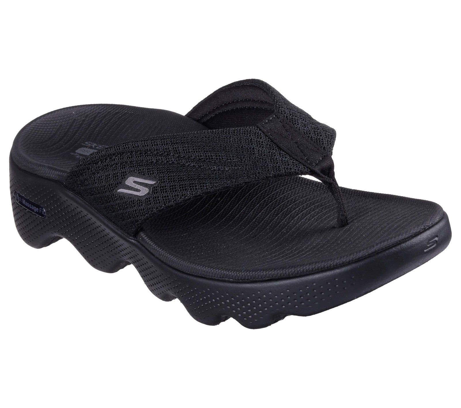 Skechers Women's On-The-Go Massage Fit Sandal - Dawn, Black/Black, 7.5