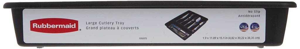 Black & Grey Large Silverware Tray Organizer, 7 Compartments, Plastic