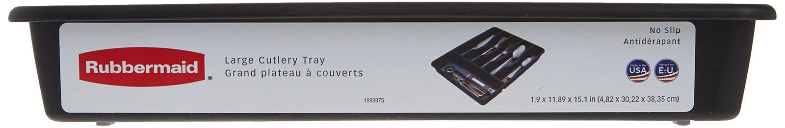 Black & Grey Large Silverware Tray Organizer, 7 Compartments, Plastic