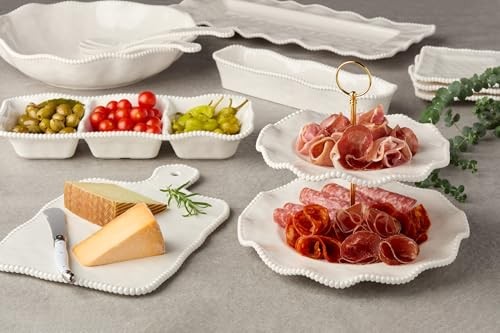 Set of 4 Perlette Cream Melamine Salad Plates, 9in Unbreakable Design