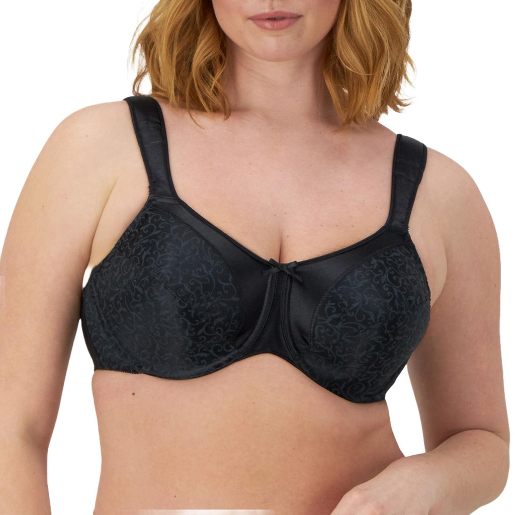 Bali womens Satin Tracings Minimizer Underwire Bra #3562, Black, 42D
