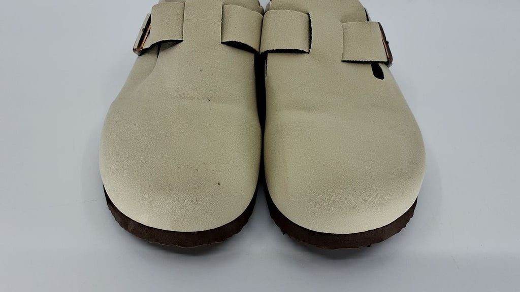 Women’s Beige Suede Clogs w/ Arch Support Cork Footbed Size 9