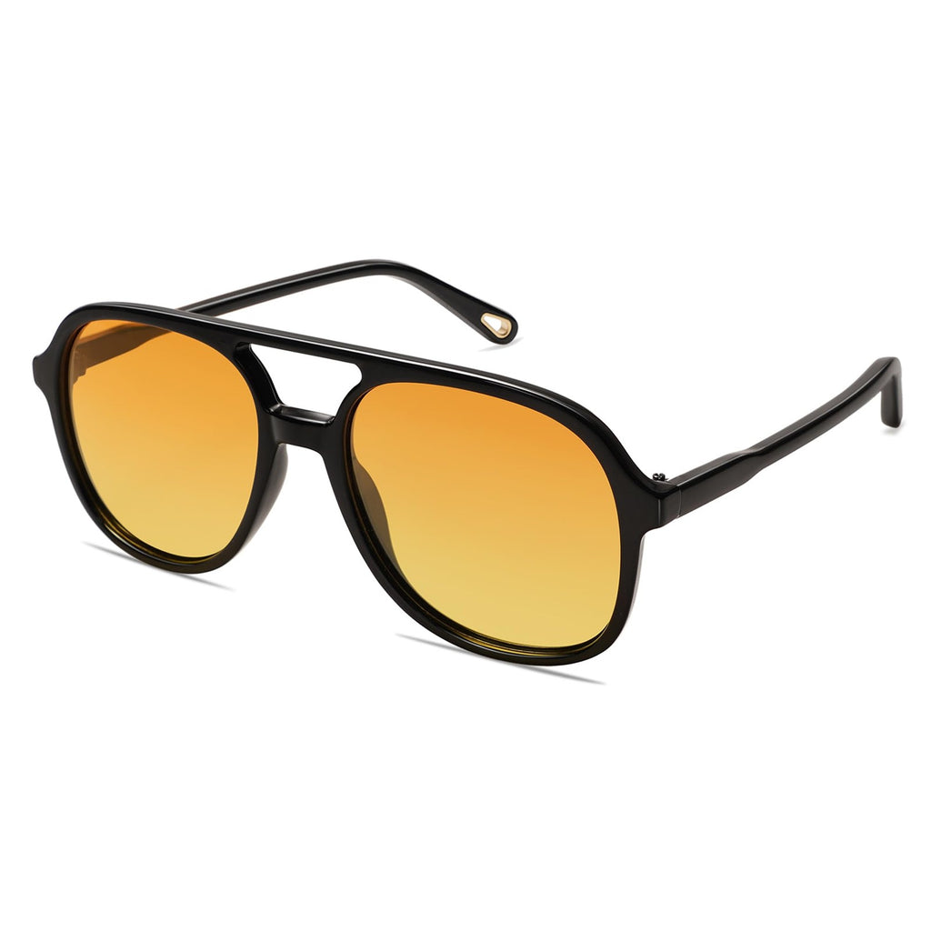 SOJOS Retro Polarized Aviator Sunglasses SJ2174 Black/Yellow Tint