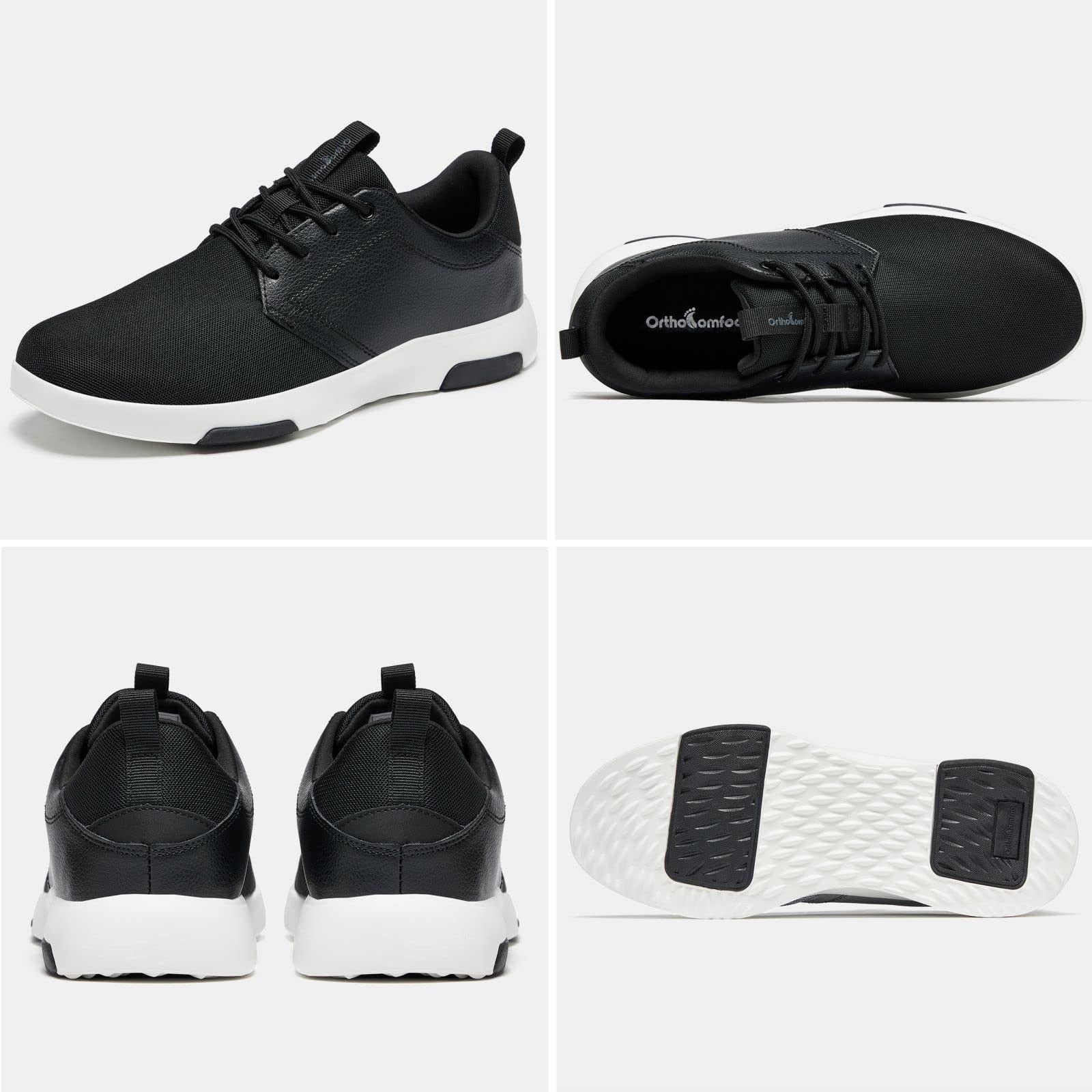 Men's Size 8 Fashion Sneakers Black w/ Arch Support for Foot Pain Relief