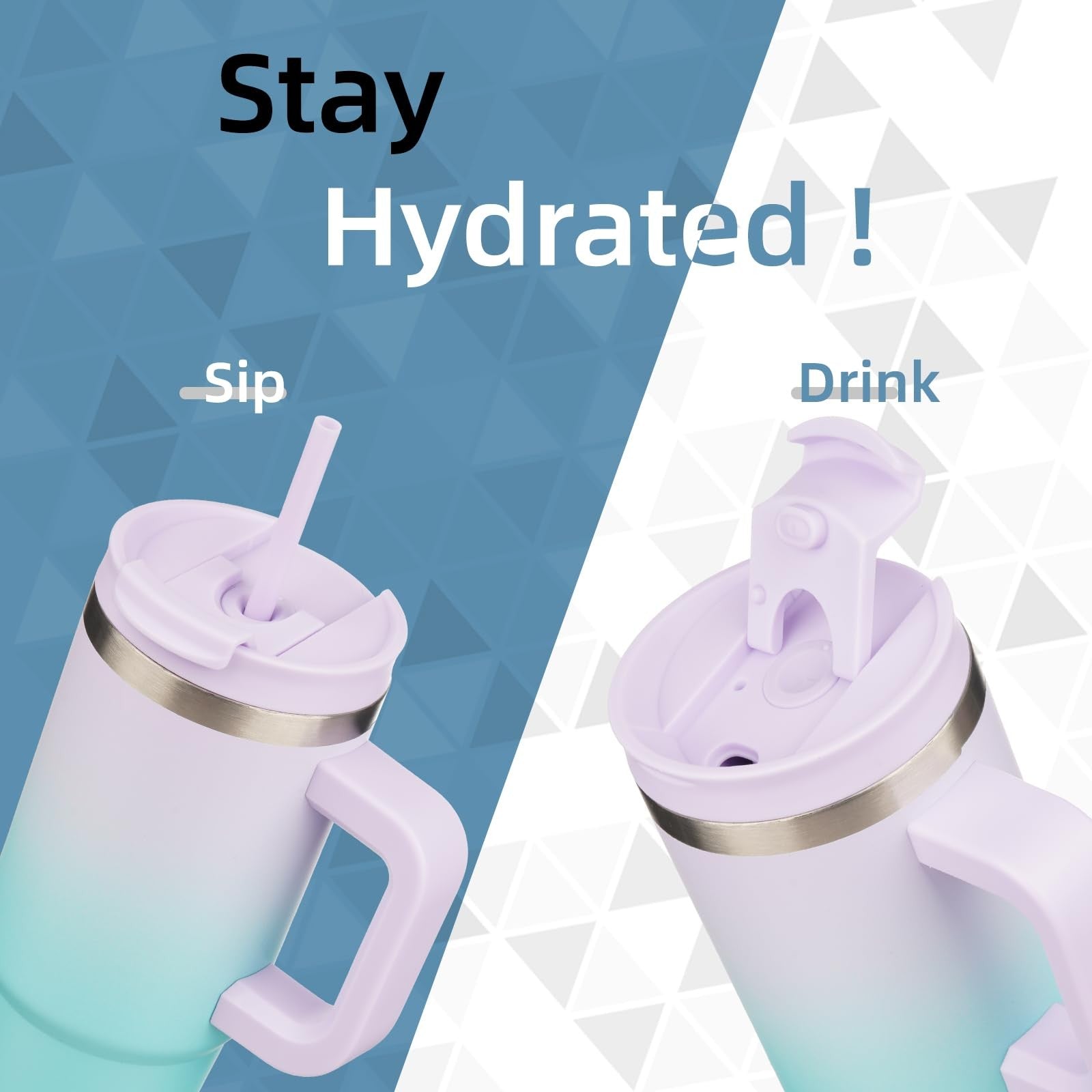 Stainless Steel 30oz Tumbler, Insulated, Lavender Green, 2 Straws