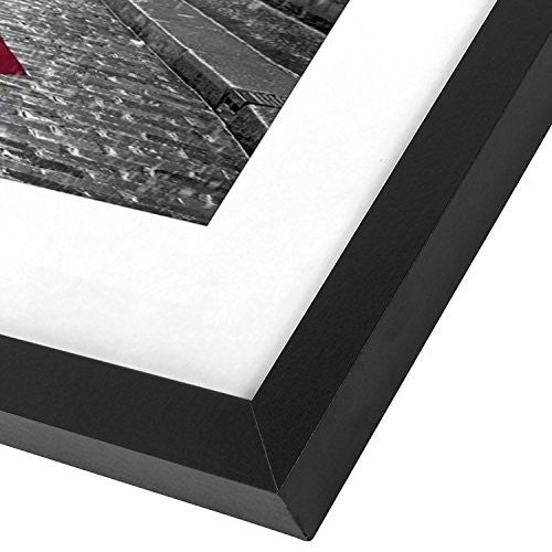 11x13 Black Picture Frame w/ Mat for 8x10 - Shatter Resistant Glass