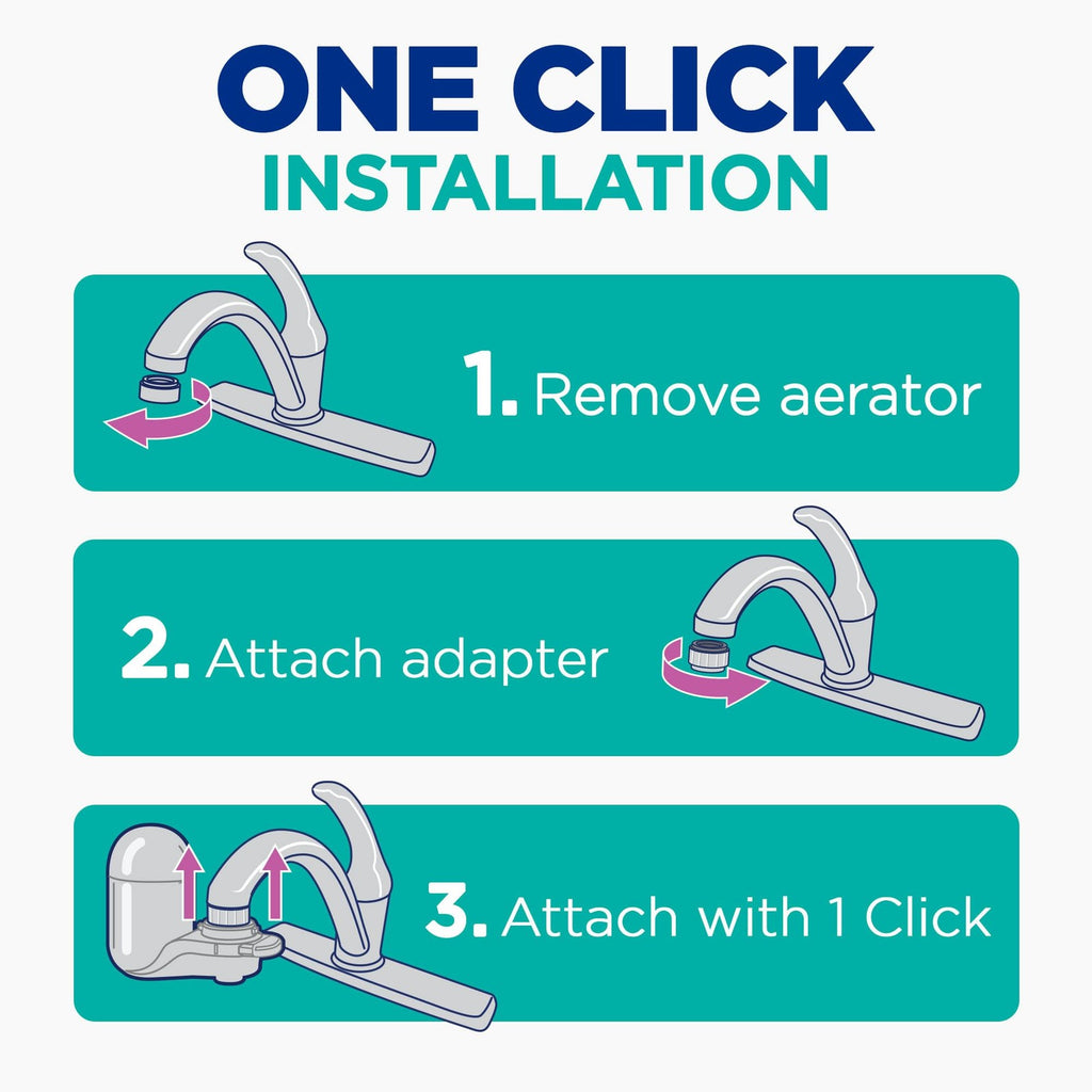 Chrome Faucet Mount Water Filter, PUR PLUS, Lasts 100 Gallons, Easy Install