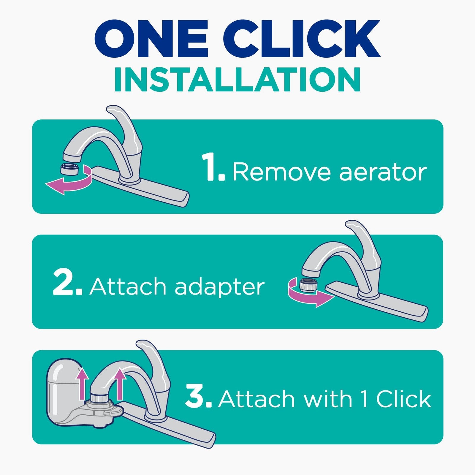 Chrome Faucet Mount Water Filter, PUR PLUS, Lasts 100 Gallons, Easy Install