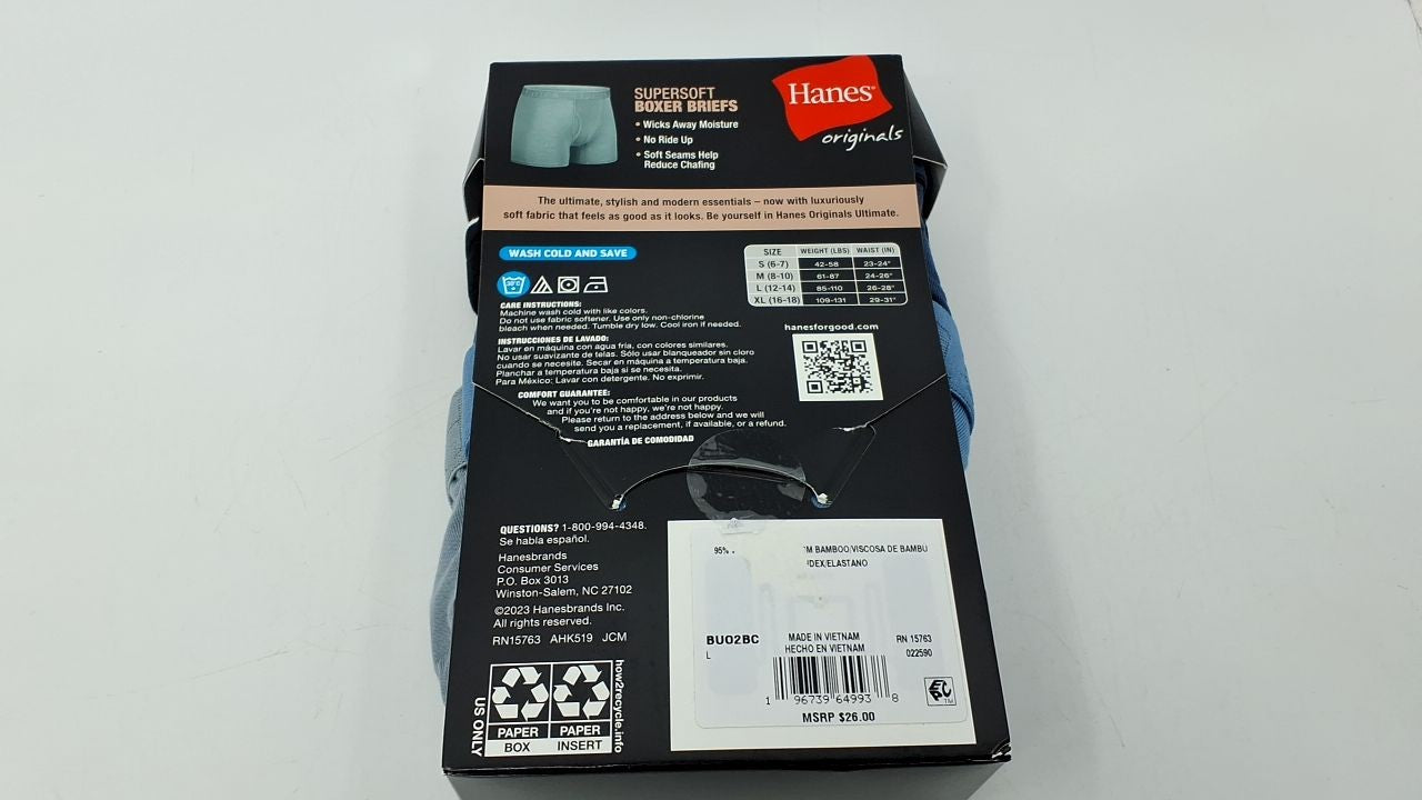 Hanes Boys' Boxer Briefs, Large, SuperSoft, 5-Pack Assorted Colors