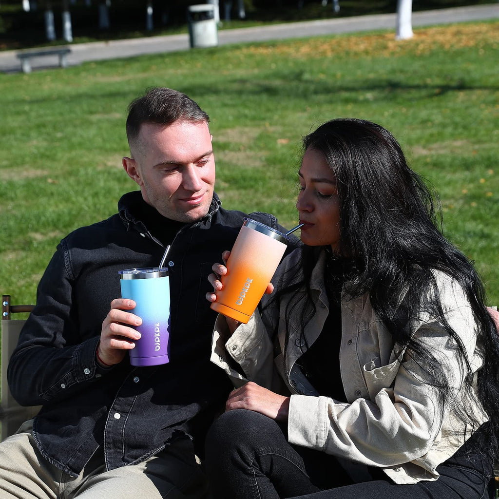 Lavender Green 20oz Insulated Travel Mug w/ Lid & Straw, Stainless Steel