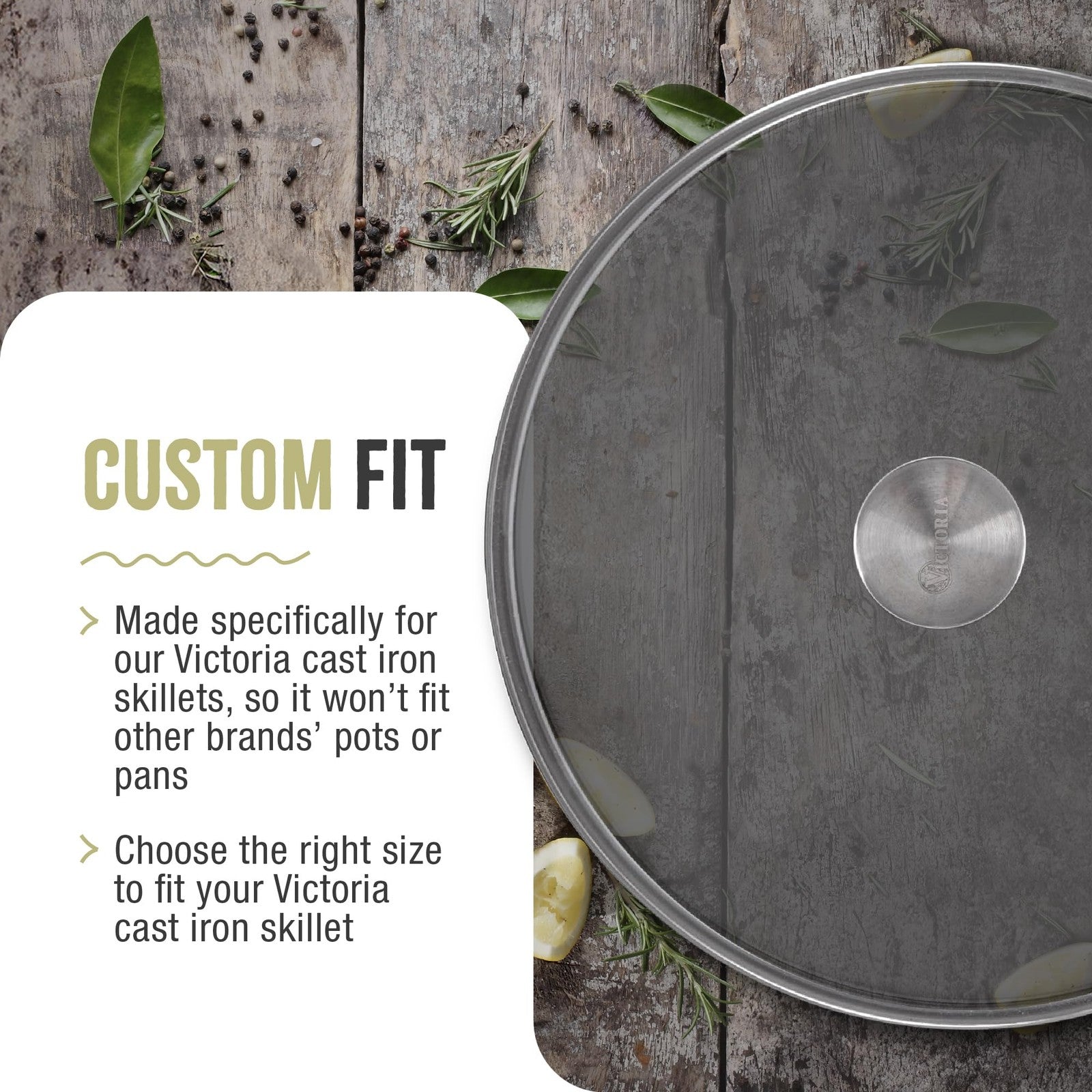 10-Inch Victoria Cast Iron Skillet Glass Lid, 9.5-Inch Internal