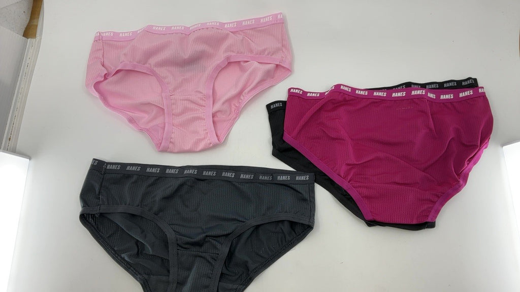 Hanes Girls' Little Moves Breathable Stretch Tween Underwear, Pink/Black/Grey