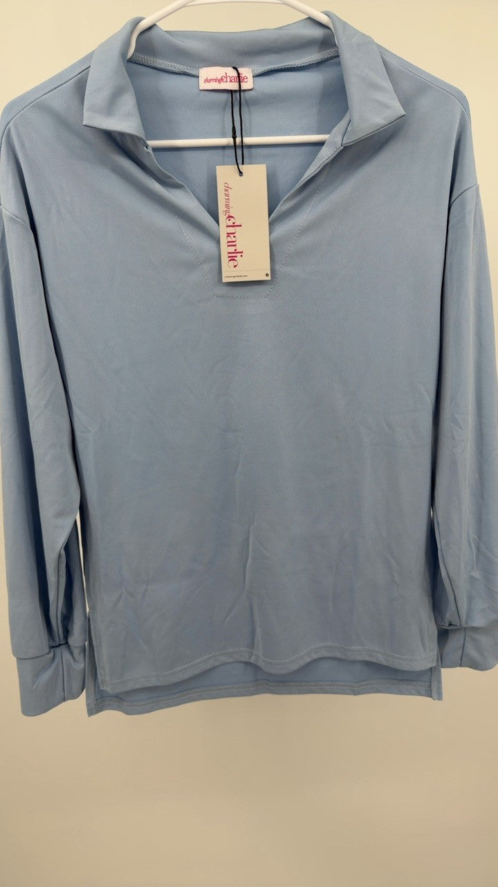 Full Size Johnny Collar Long Sleeve Top and Pants Plus Size