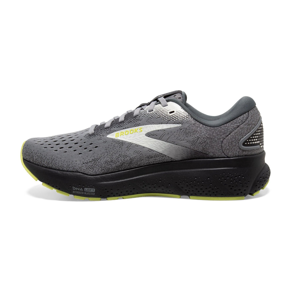 Brooks Men’s Ghost 16 Neutral Running Shoe - Primer/Grey/Lime - 9 X-Wide