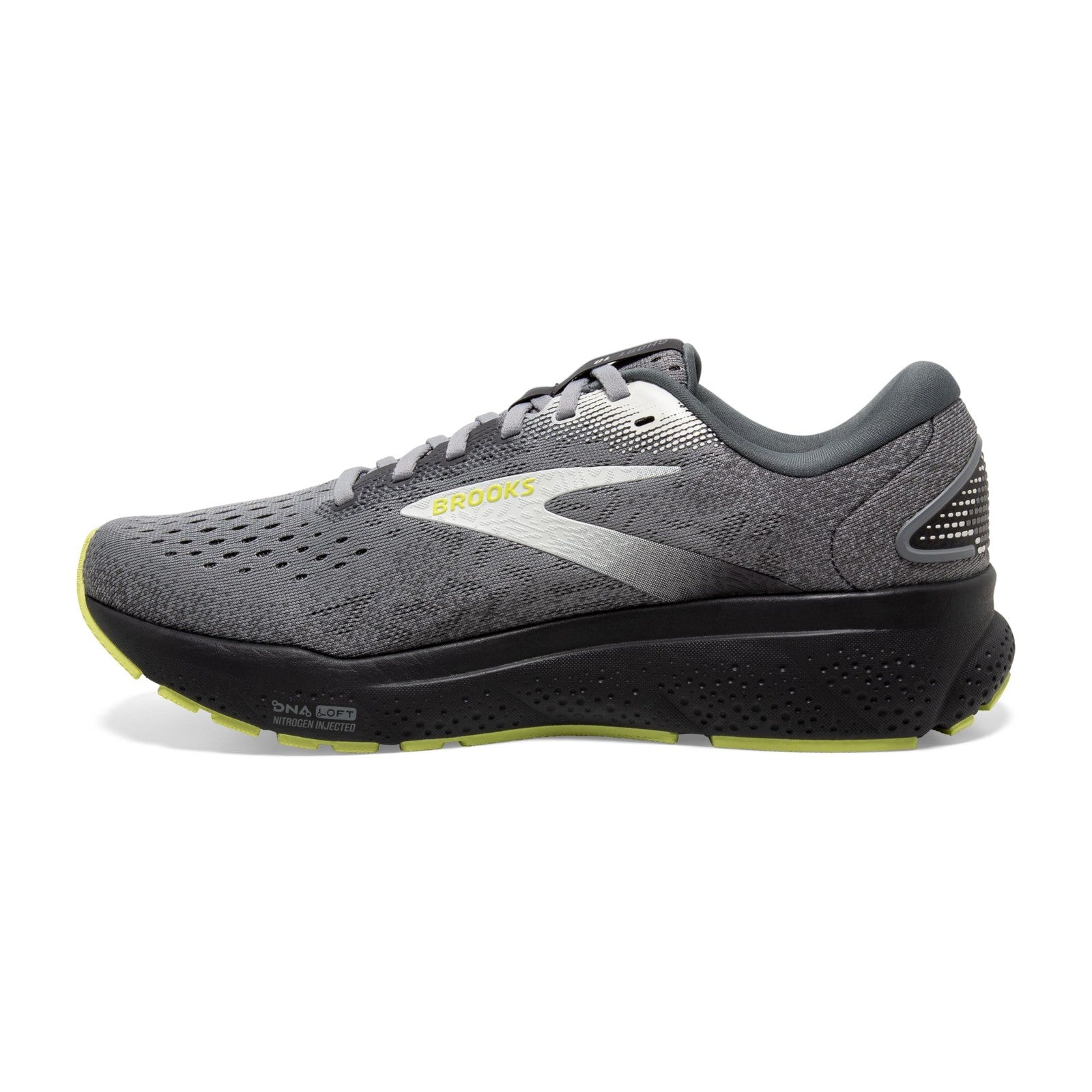 Brooks Men’s Ghost 16 Neutral Running Shoe - Primer/Grey/Lime - 9 X-Wide