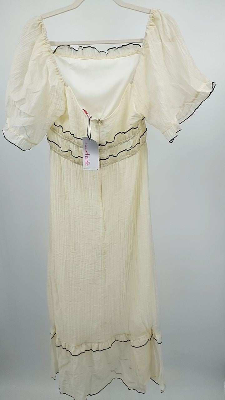 Square Neck Short Sleeve Midi Dress
